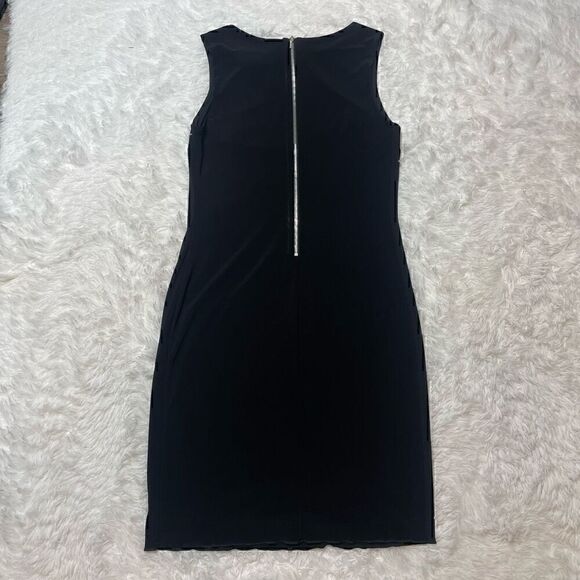 Joseph Ribkoff Black Dress Button Sleeveless Short Mini Size 10 Faux Wrap Stretc - Picture 12 of 12